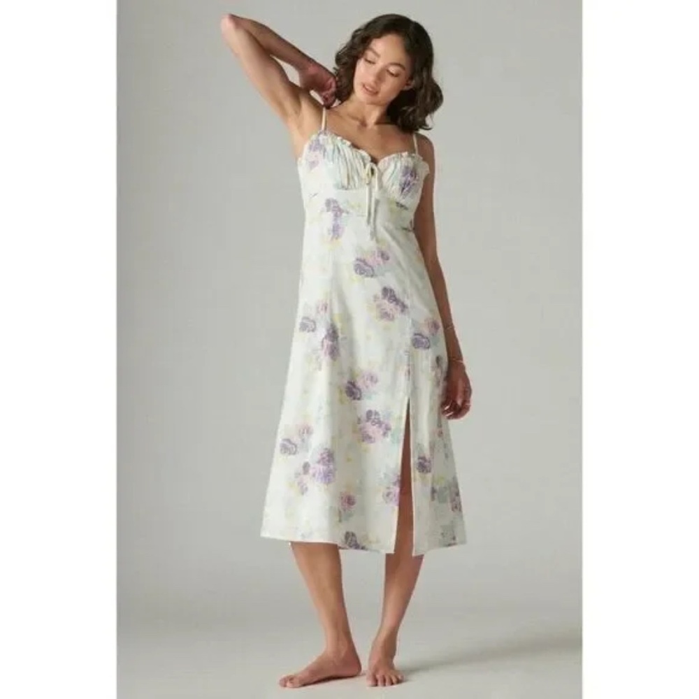 Lucky Brand Laura Ashley white floral midi dress Size Medium - Picture 1 of 14